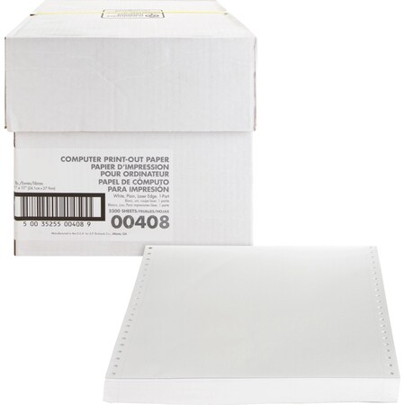 Sparco Perforated Blank Computer Print-Out Paper, Letter Size, White, 2550 ct SPR00408